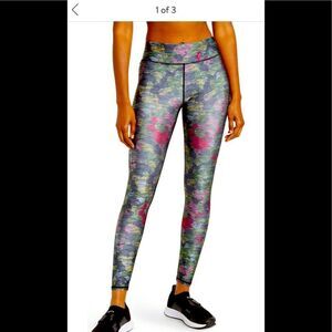 Terez 3” Hi-shine elastic high waist  athletic glitter leggings size L, NWT